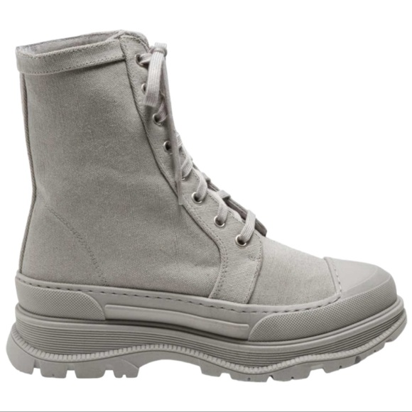 Free People Camp Out womens canvas lace up military boot in Dove Grey size 8 - Picture 8 of 15